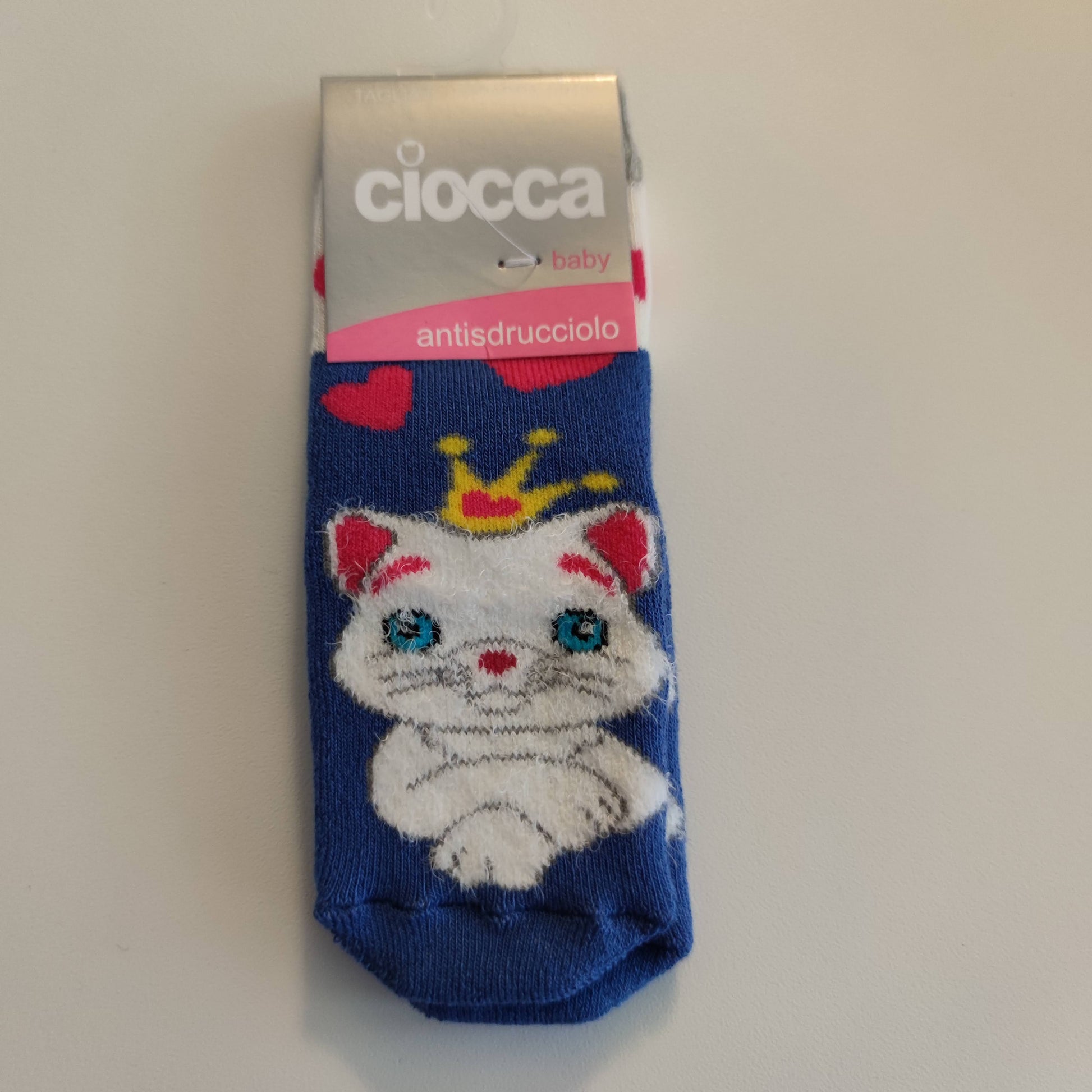 Calze Antiscivolo Bimba Gattina 16/19 - Azzurro scuro - Fili e Stelle