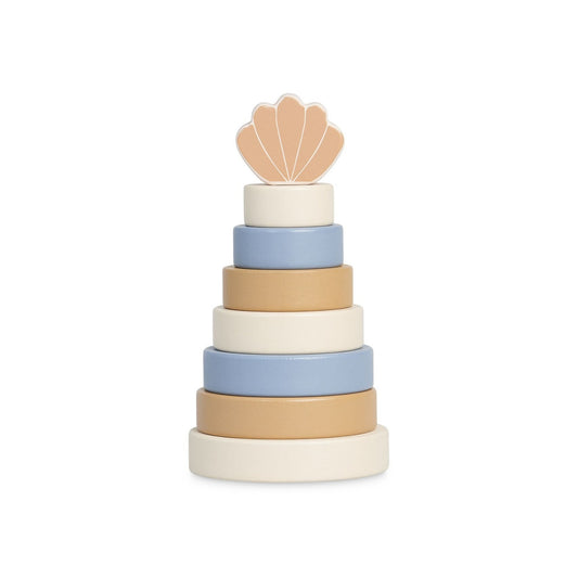 Piramide Conchiglia in Legno ad Anelli Personalizzata - Azzurra - FSC 100% - Fili e Stelle