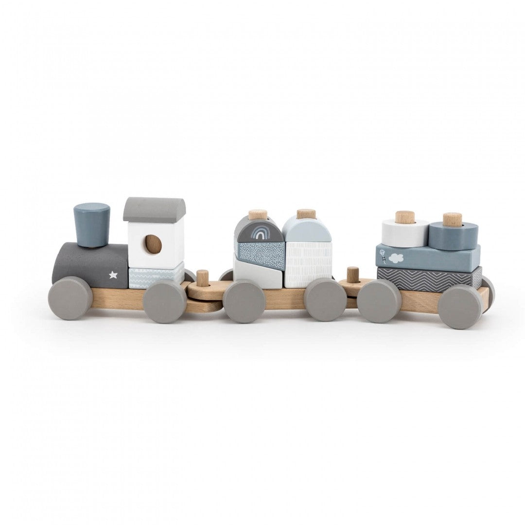 Trenino di Legno Label FSC 18m+ Personalizzato - Azzurro - Fili e Stelle