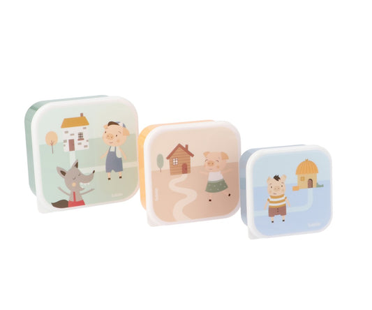 3 Scatoline Snack Tutete The Three Little Pigs Personalizzabili con nome