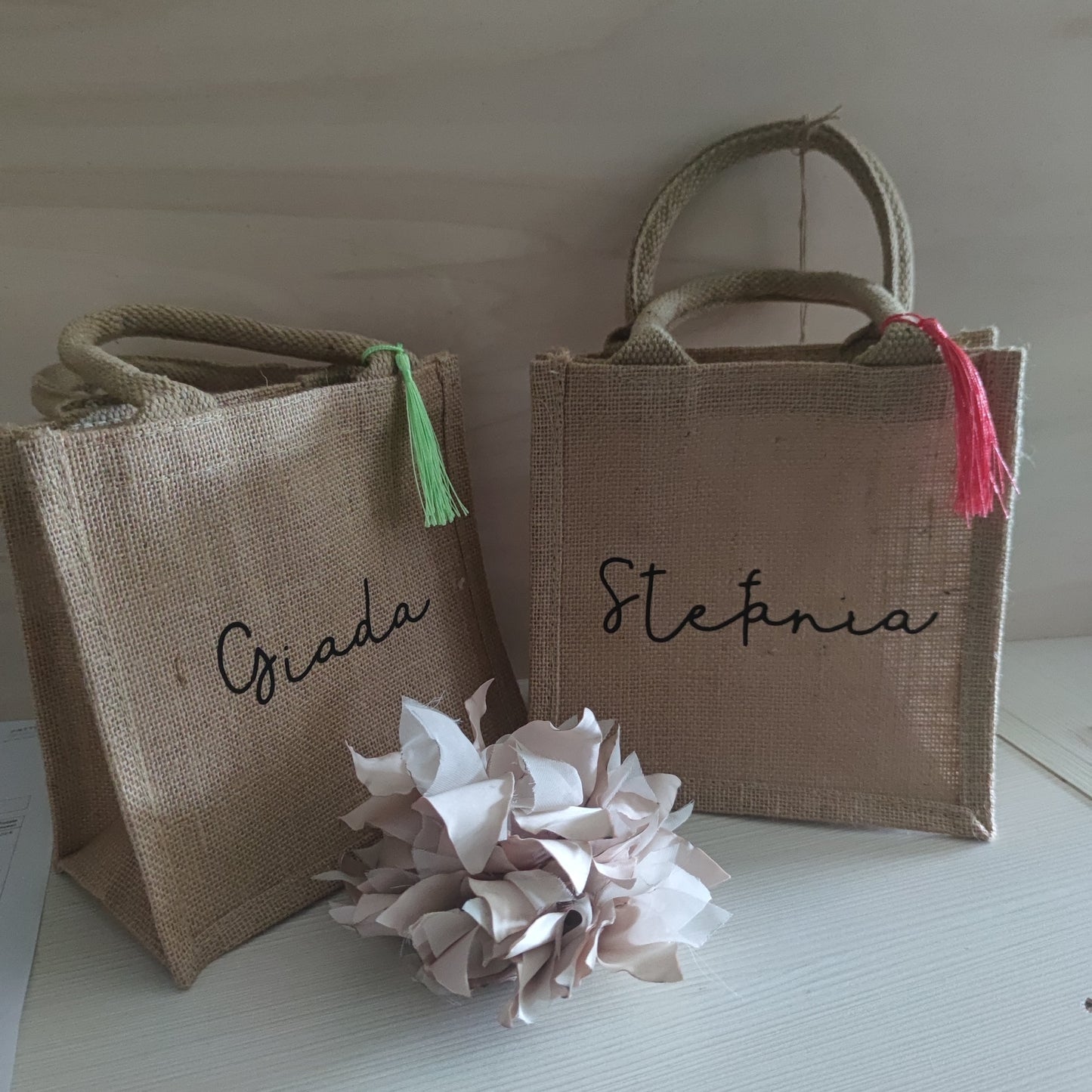 Borsa Juta Mini Gift Bag Personalizzabile - Fili e Stelle