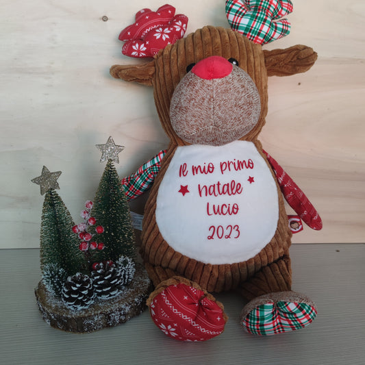 Peluche Renna Sensoriale Rossa Personalizzabile