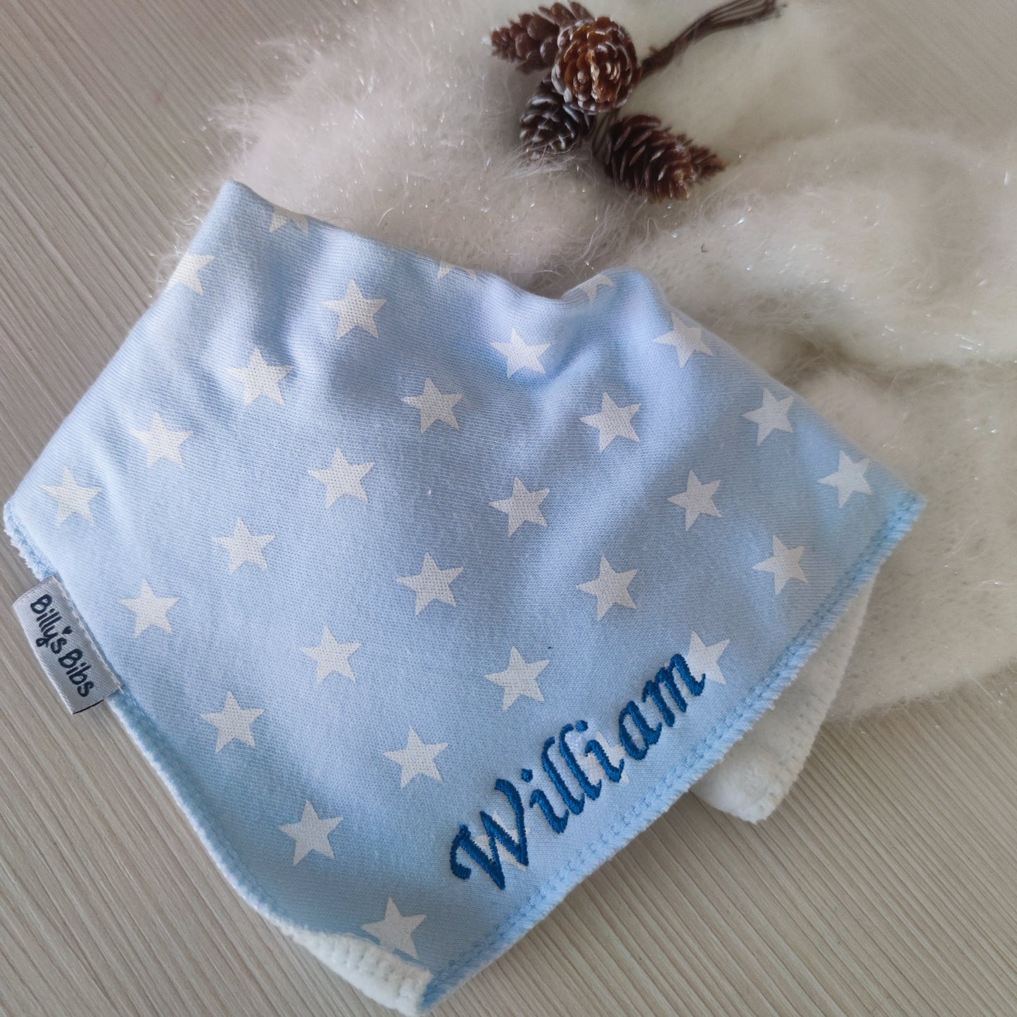 Bavaglino Bandana Extra Assorbente - Personalizzabile con Nome - Fili e Stelle