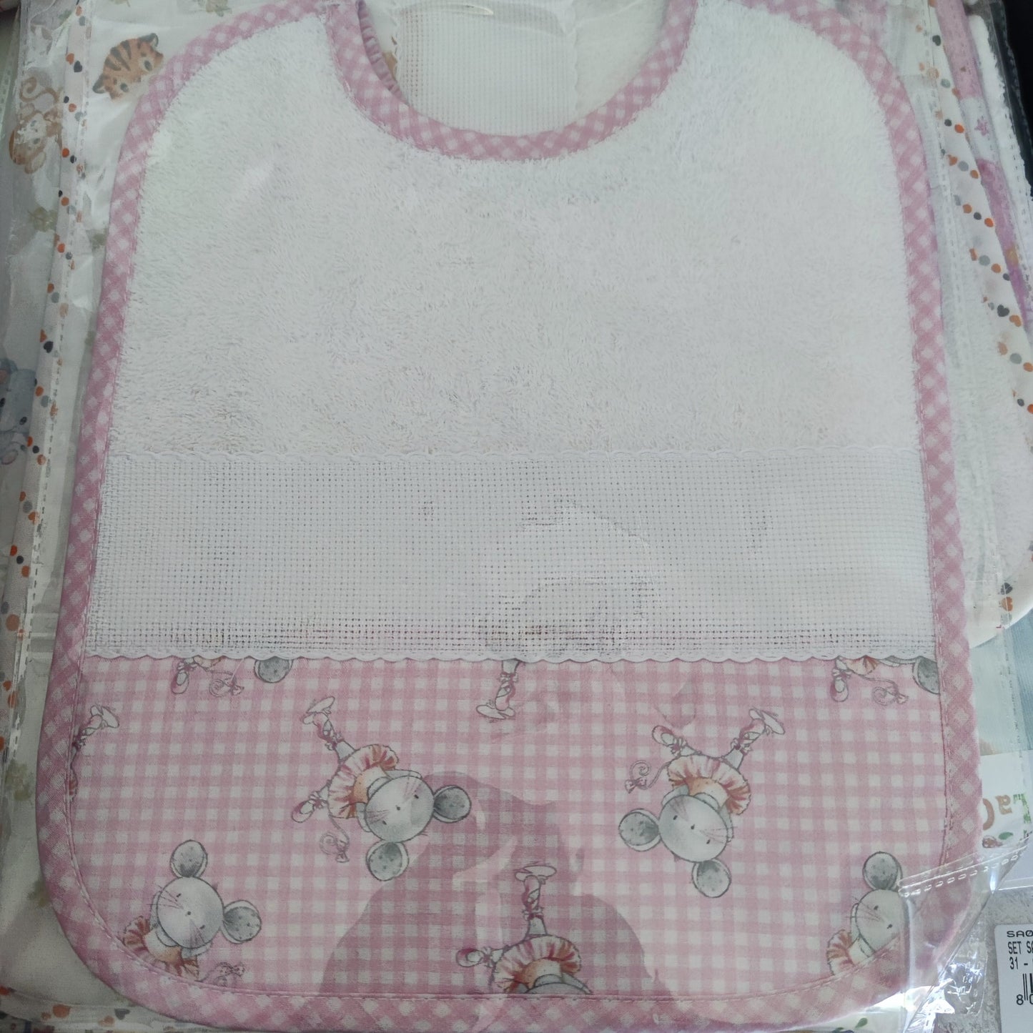 Bavaglia in Spugna con stoffa Topina Ballerina - Personalizzato con nome