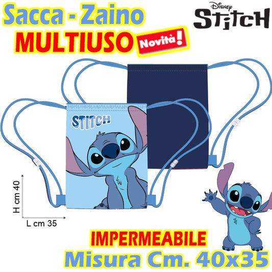 Sacca Multiuso Stitch Azzurro - Cm.40x35