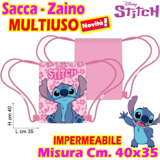 Sacca Multiuso Stitch Rosa - Cm.40x35