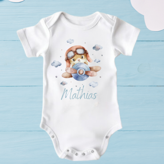 Body Manica Corta 100%Cotone Bianco - Personalizzato con Nome e Disegno