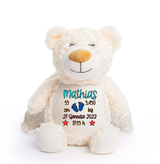 Peluche Orso Angelo Custode Personalizzabile - Fili e Stelle