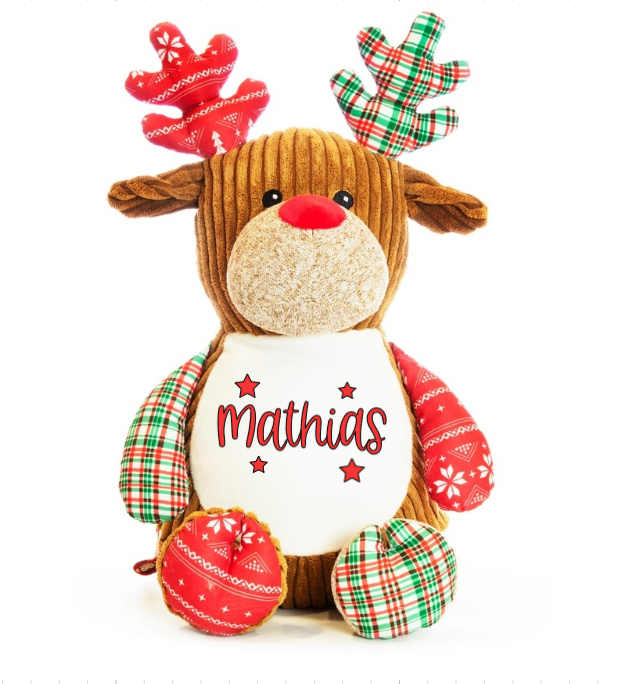 Peluche Renna Sensoriale Rossa Personalizzabile