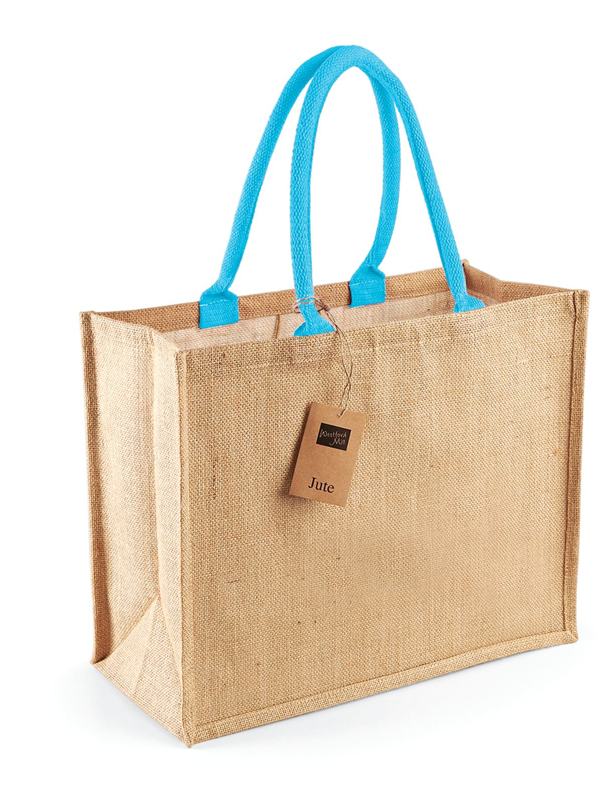 Borsa Juta Classic Manici Azzurri Personalizzabile - Fili e Stelle