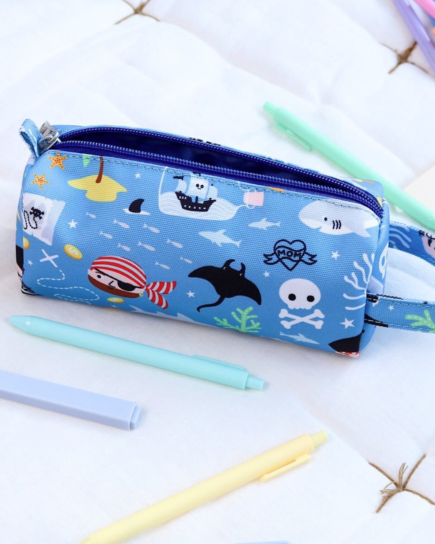 Astuccio per la Scuola con Chiusura a Zip - Pirati - 20x8x7 cm - Personalizzabile con Nome
