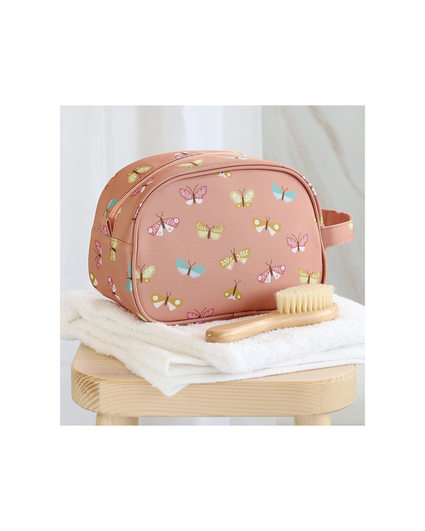 Beauty Case - Farfalle - 20.5 x 14 x 9.5 cm - Personalizzabile con Nome - Fili e Stelle