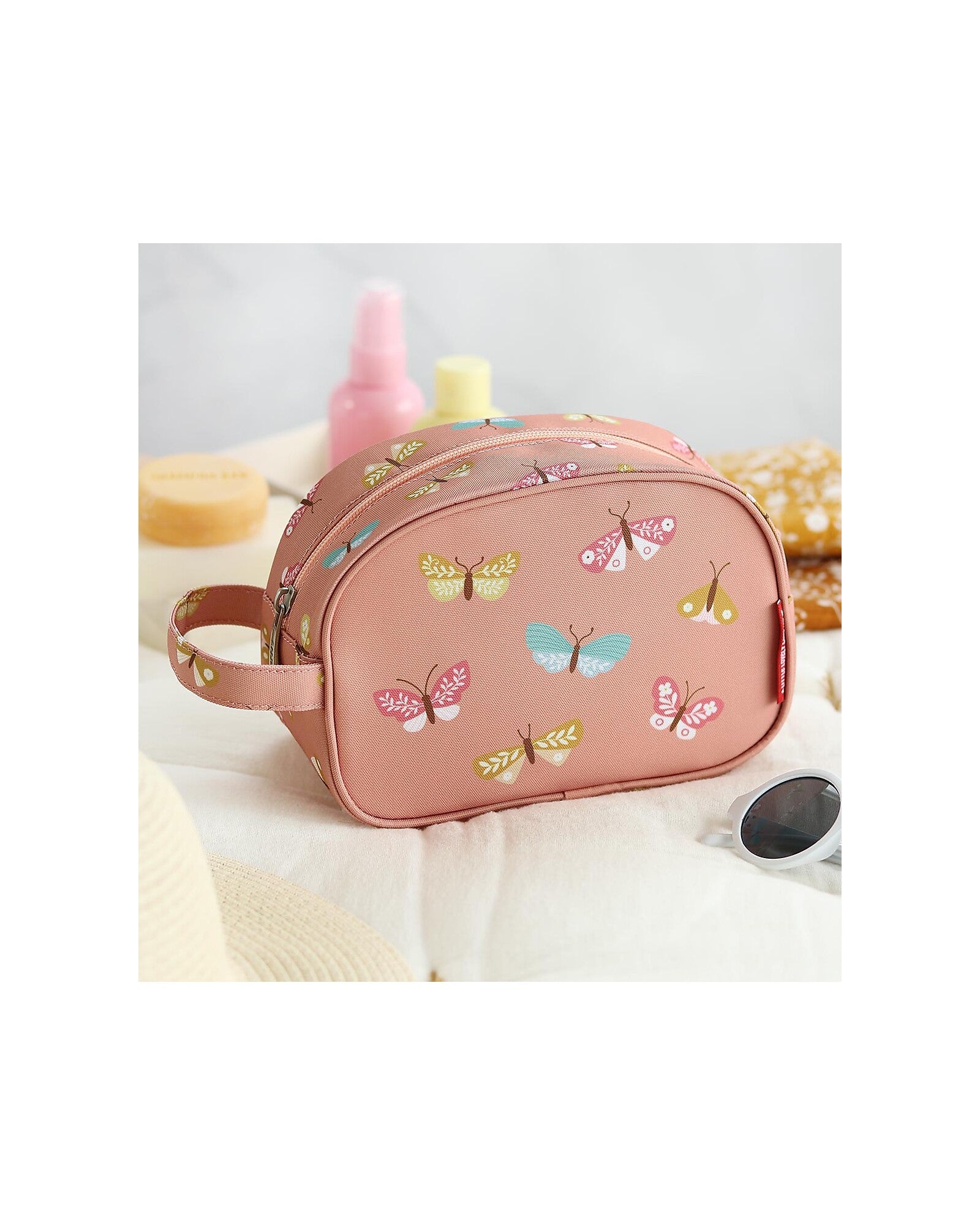 Beauty Case - Farfalle - 20.5 x 14 x 9.5 cm - Personalizzabile con Nome - Fili e Stelle