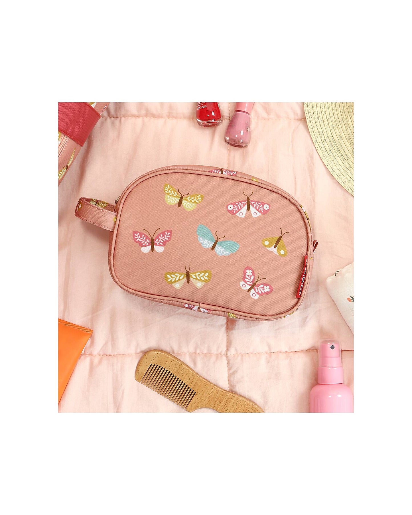Beauty Case - Farfalle - 20.5 x 14 x 9.5 cm - Personalizzabile con Nome - Fili e Stelle
