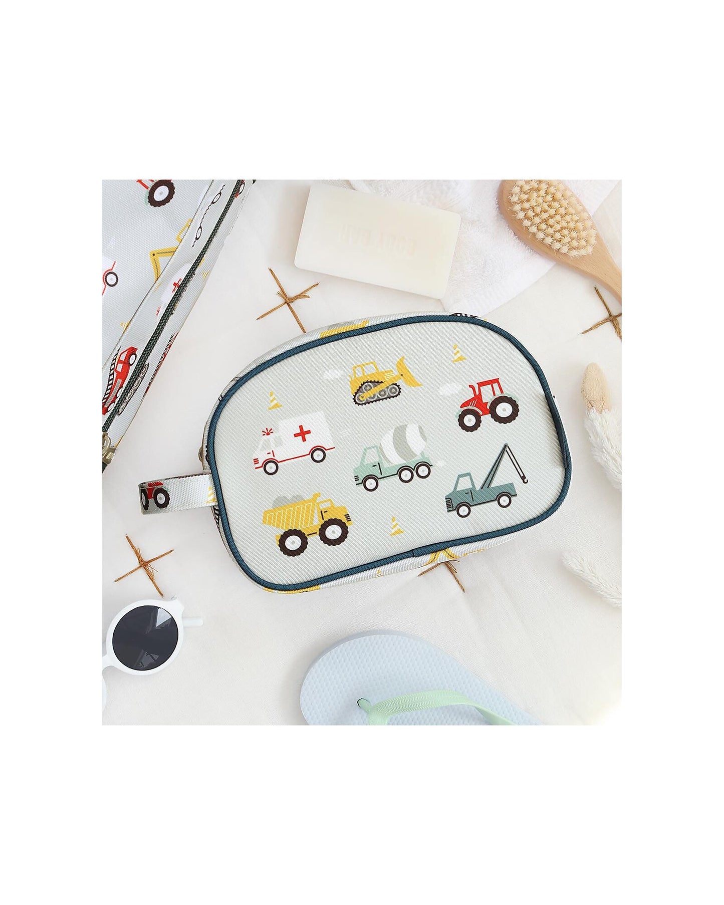 Beauty Case - Veicoli - 20.5 x 14 x 9.5 cm - Personalizzabile con Nome - Fili e Stelle