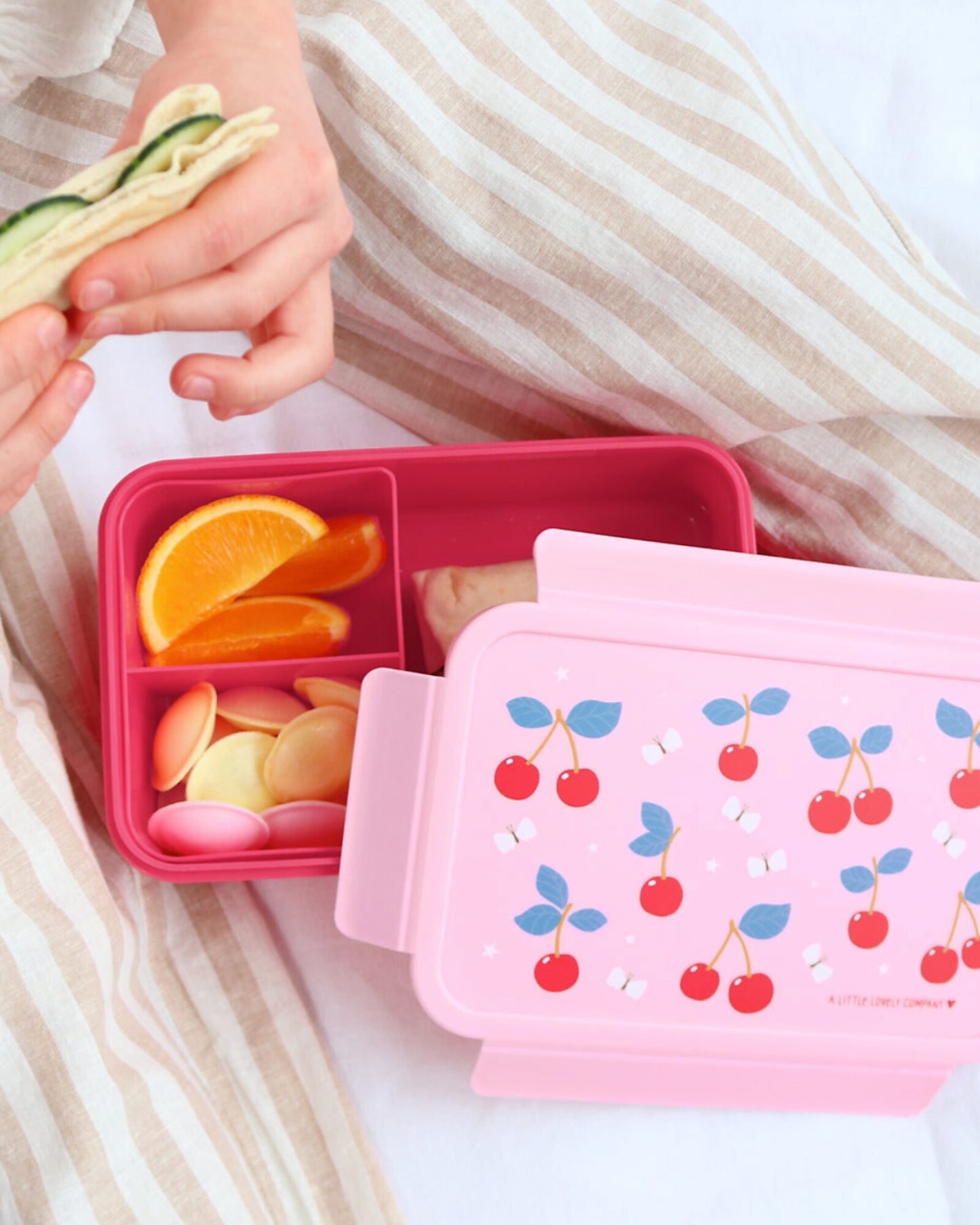 Porta Pranzo Bento - Ciliegie - Scomparti Estraibili - Personalizzabile con nome
