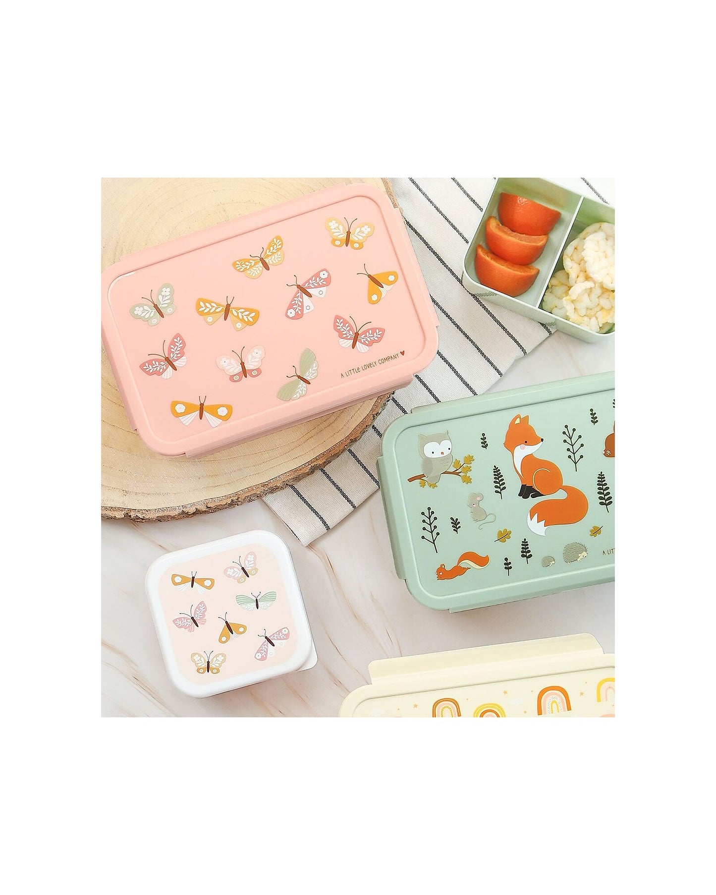 Porta Pranzo Bento - Farfalle - con Scomparti Estraibili - Personalizzabile - Fili e Stelle