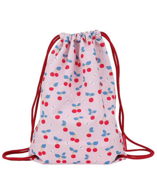 Sacca con Chiusura a Coulisse - Ciliegie - 32 x 42 cm - Personalizzabile con nome