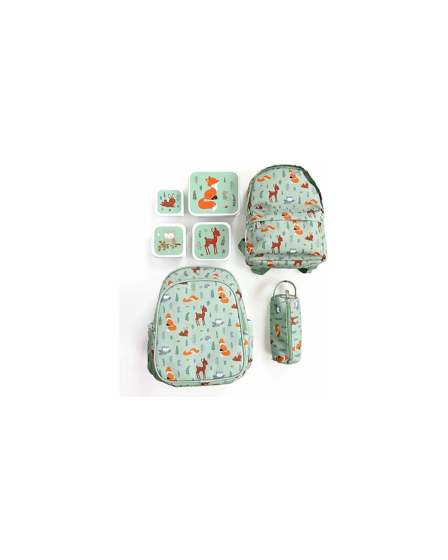 Set di Contenitori Porta Pranzo e Porta Merenda - Amici della Foresta - Personalizzabili con Nome - Fili e Stelle