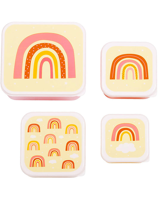Set di Contenitori Porta Pranzo e Porta Merenda - Arcobaleni - Personalizzabili con Nome