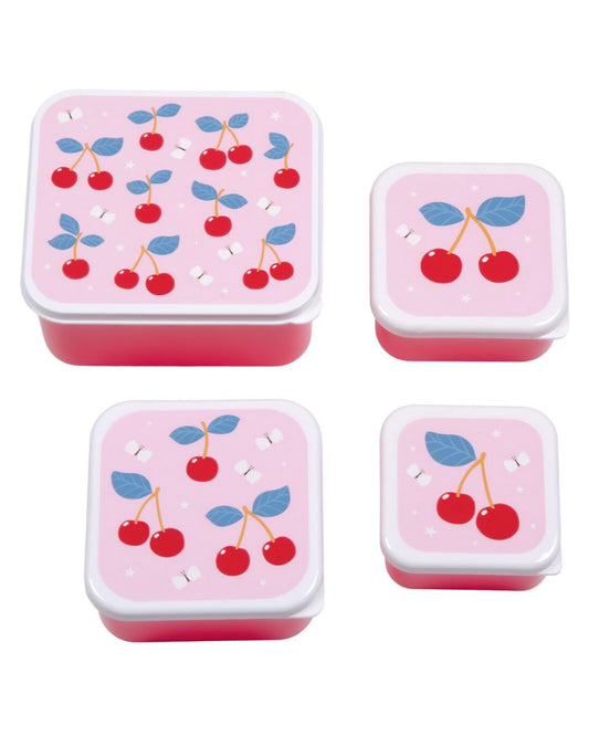 Set di Contenitori Porta Merenda - Ciliegie - Personalizzabili con Nome