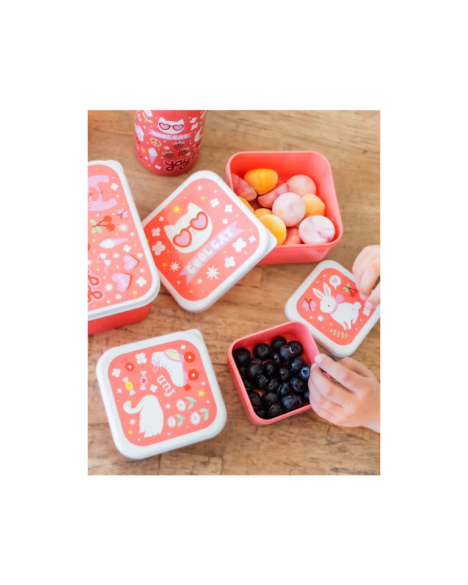 Set di Contenitori Porta Merenda - Fun - Personalizzabili con Nome - Fili e Stelle