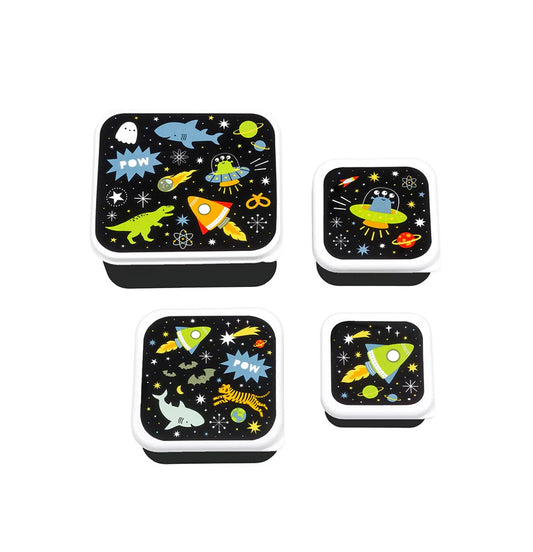 Set di Contenitori Porta Merenda - Galaxy - Personalizzabili con Nome - Fili e Stelle
