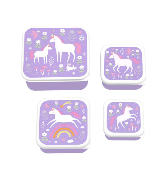 Set di Contenitori Porta Merenda - Unicorn Dreams - Personalizzabili con Nome - Fili e Stelle
