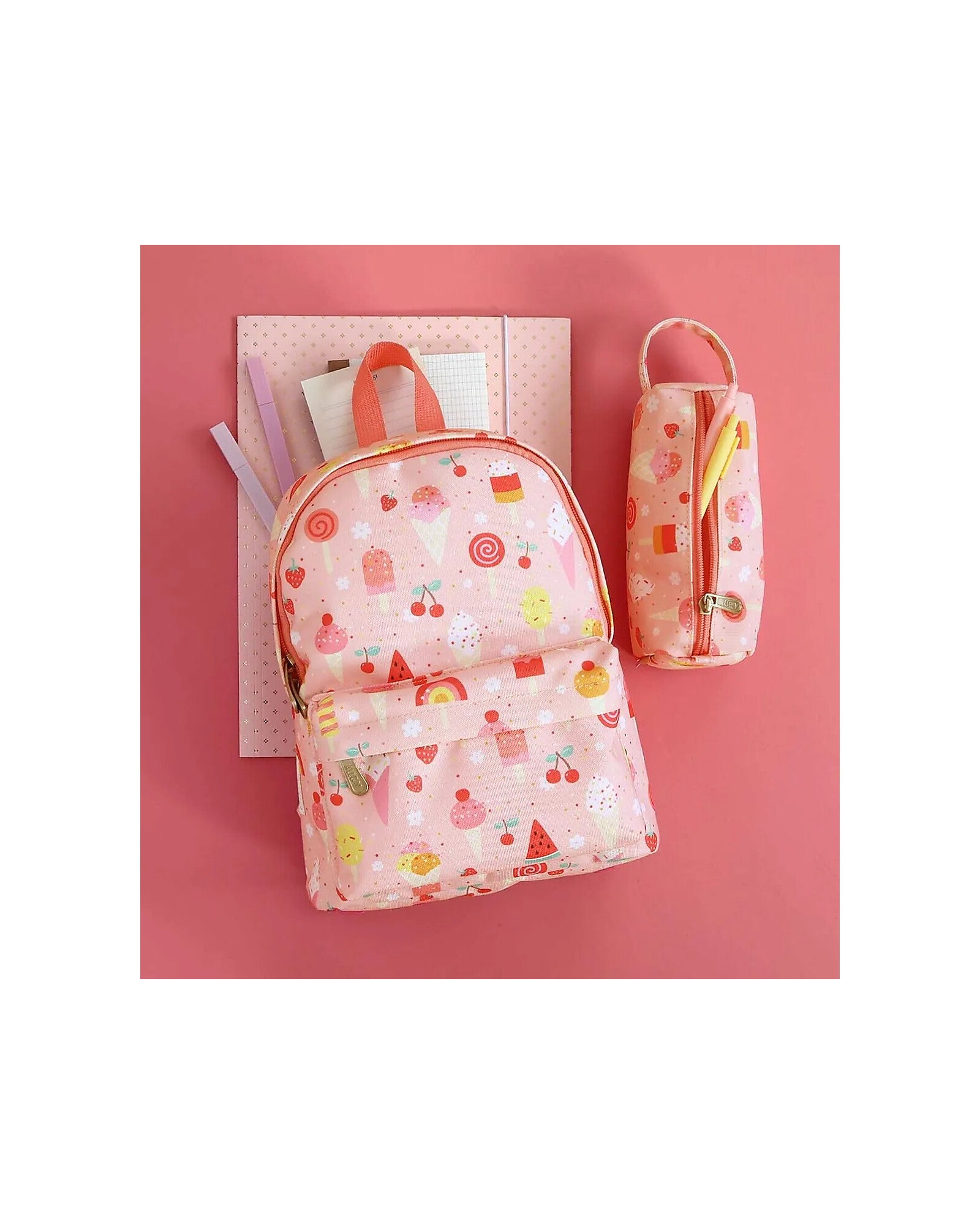 Astuccio per la Scuola con Chiusura a Zip - Gelato - 20x8x7 cm - Personalizzabile con Nome - Fili e Stelle