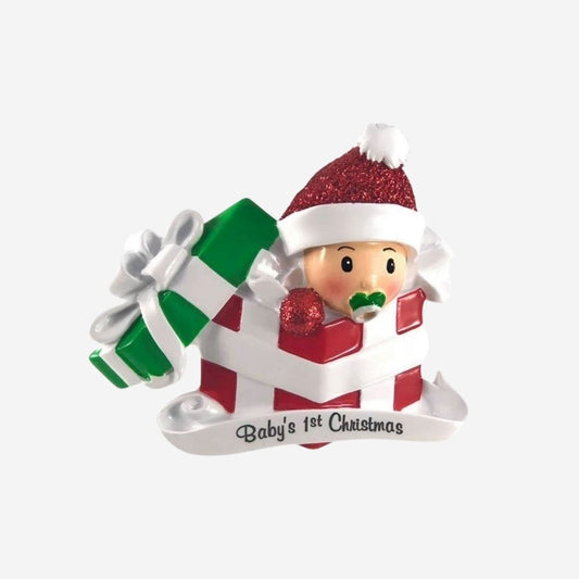 Addobbo Natalizio in Ceramica - Neonato - Personalizzato con Nome