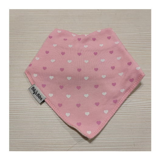 Bavaglino Bandana Extra Assorbente Cuori Rosa - Personalizzabile con Nome - Fili e Stelle