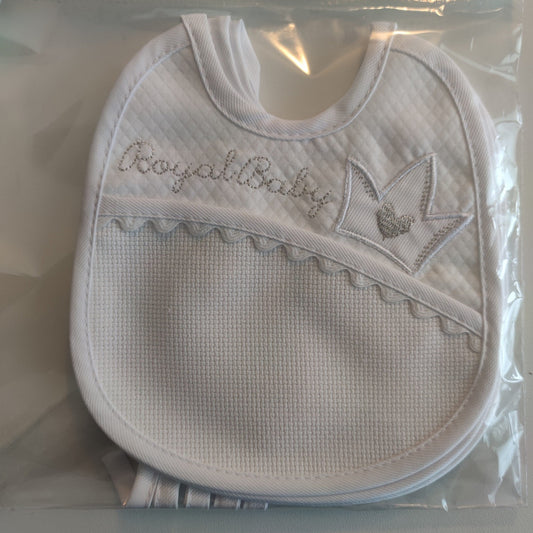 Bavaglino Trapuntato Royal Baby - Personalizzato con Nome - Colori Vari - Fili e Stelle