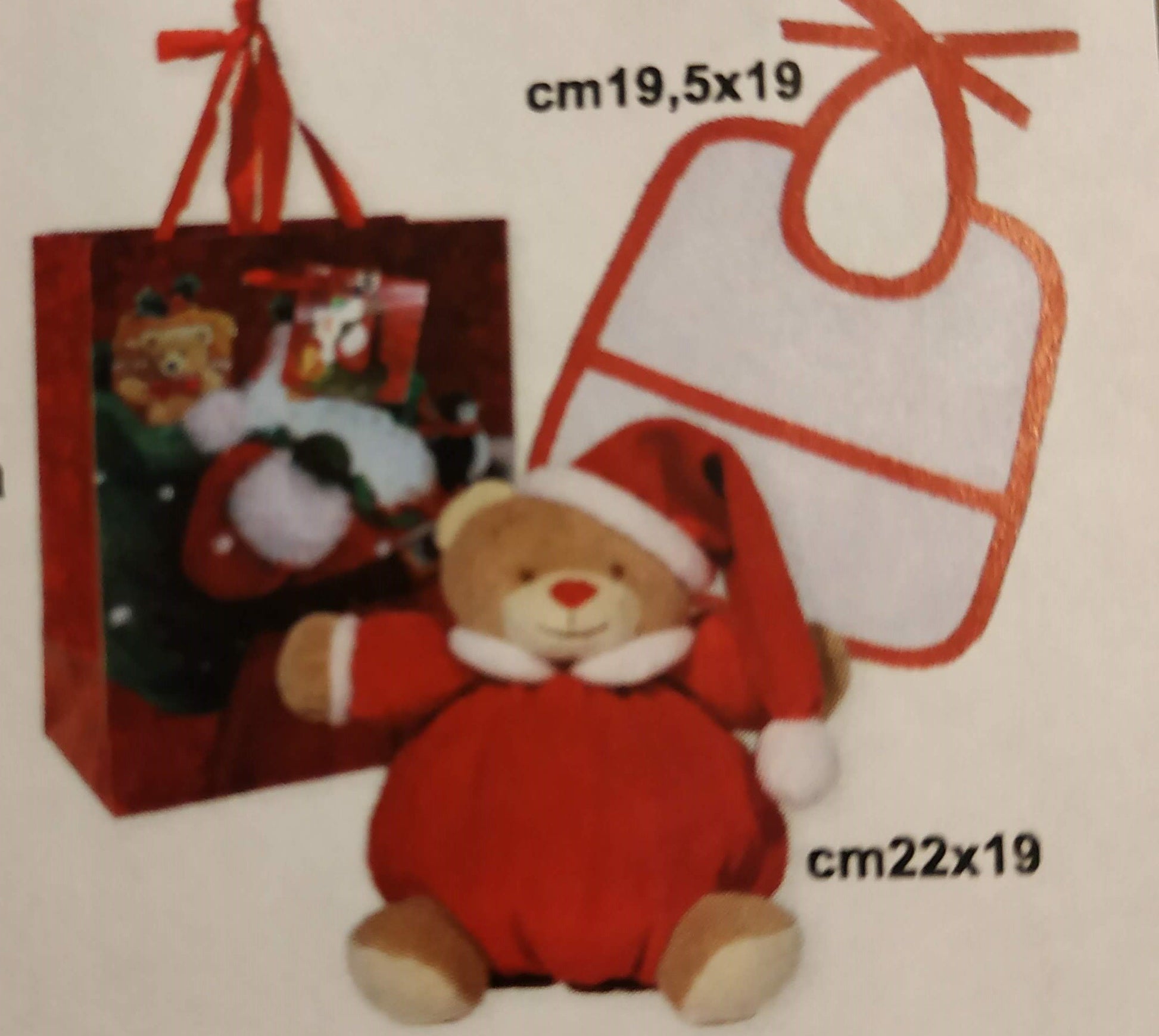 Borsa Regalo con Orsetto e Bavaglia in Tela Aida Personalizzata con Nome - Fili e Stelle