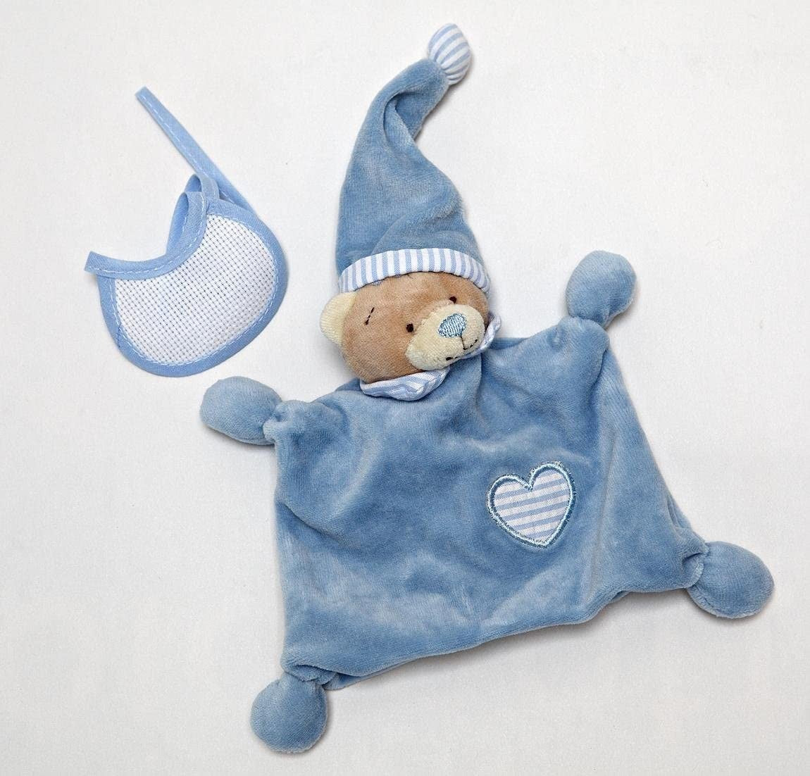 Orsetto Doudou con Bavaglina in Tela Aida Personalizzato con Nome - Colori Vari - Fili e Stelle