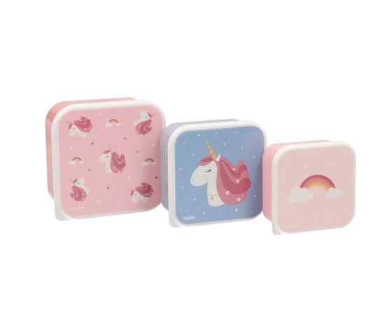 Set 3 Scatoline Snack Magical Unicorn Personalizzabili con nome - Fili e Stelle