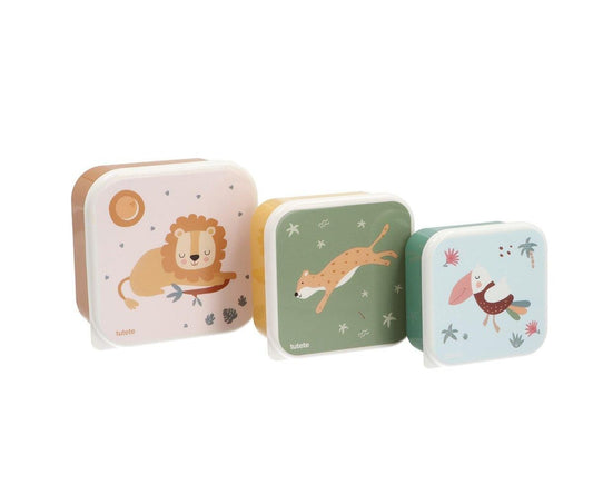 Set 3 Scatoline Snack Savannah Personalizzabili con nome - Fili e Stelle