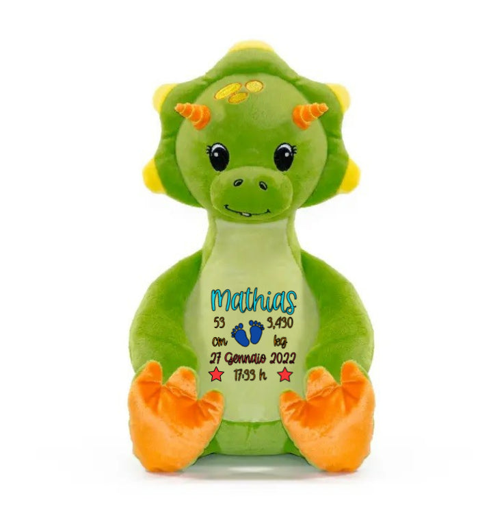 Peluche Dinosauro Verde Personalizzabile - Fili e Stelle