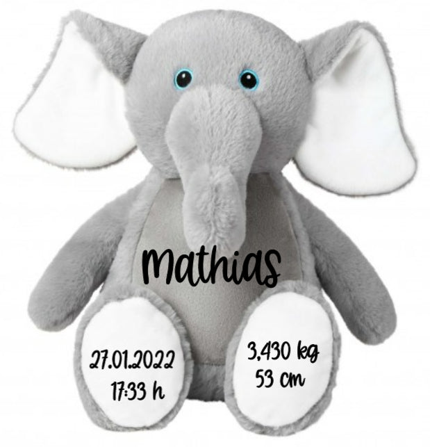 Peluche Elefante Grigio Personalizzabile - Fili e Stelle