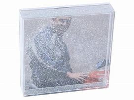 Photo Globe Portafoto Quadrato con Brillantini Fluttuanti all'Interno - Fili e Stelle