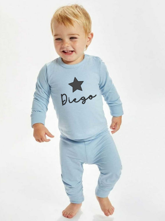 Pigiama Bimbo Cotone Azzurro - Personalizzabile - Fili e Stelle