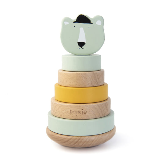 Piramide ad Anelli Legno Mr. Polar Bear - Personalizzabile - Fili e Stelle