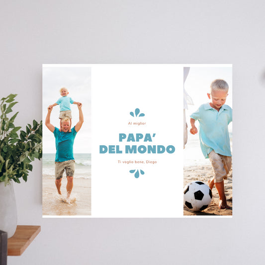 Quadretto Festa del papà - 18,5x24 cm - Stampato su tela - Fili e Stelle