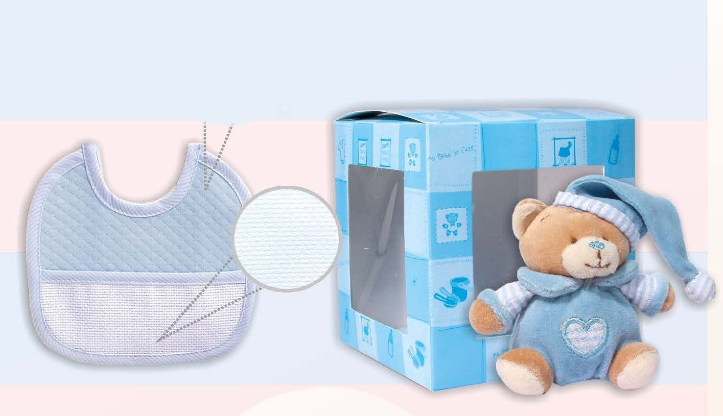 Scatola Regalo con Orsetto e Bavaglia Personalizzati con Nome - Colori Vari - Fili e Stelle