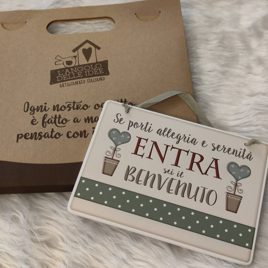 Targa con Nastrino Benvenuto - Fili e Stelle
