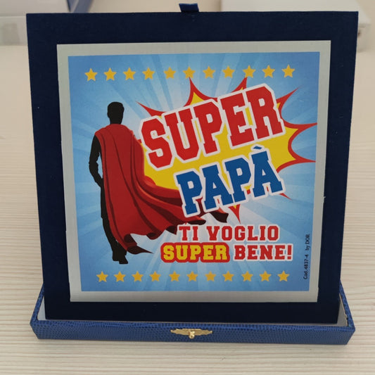 Targa Super Papà Ti Voglio Super Bene - Fili e Stelle
