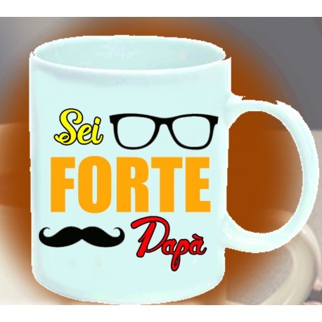 Tazza Festa del Papà con Frase: Sei forte Papà - Fili e Stelle