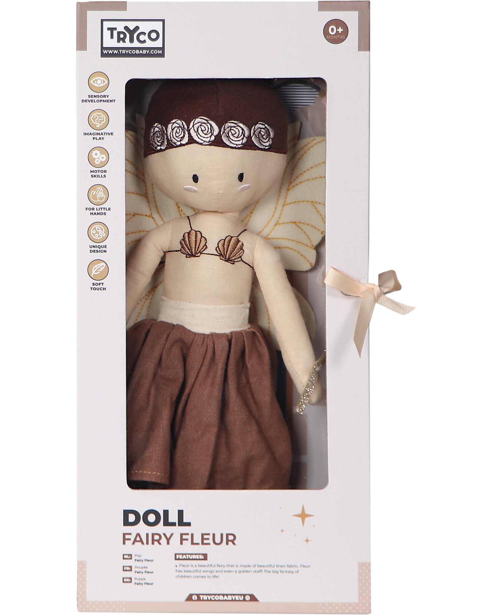 Bambola Fleur la Fata - 100% Cotone - Personalizzabile con nome - Fili e Stelle