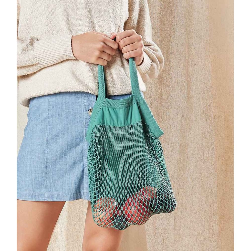 Mini Borsa Rete Stile Retro Cotone Organico - Colori Vari - Personalizzata con Nome - Fili e Stelle